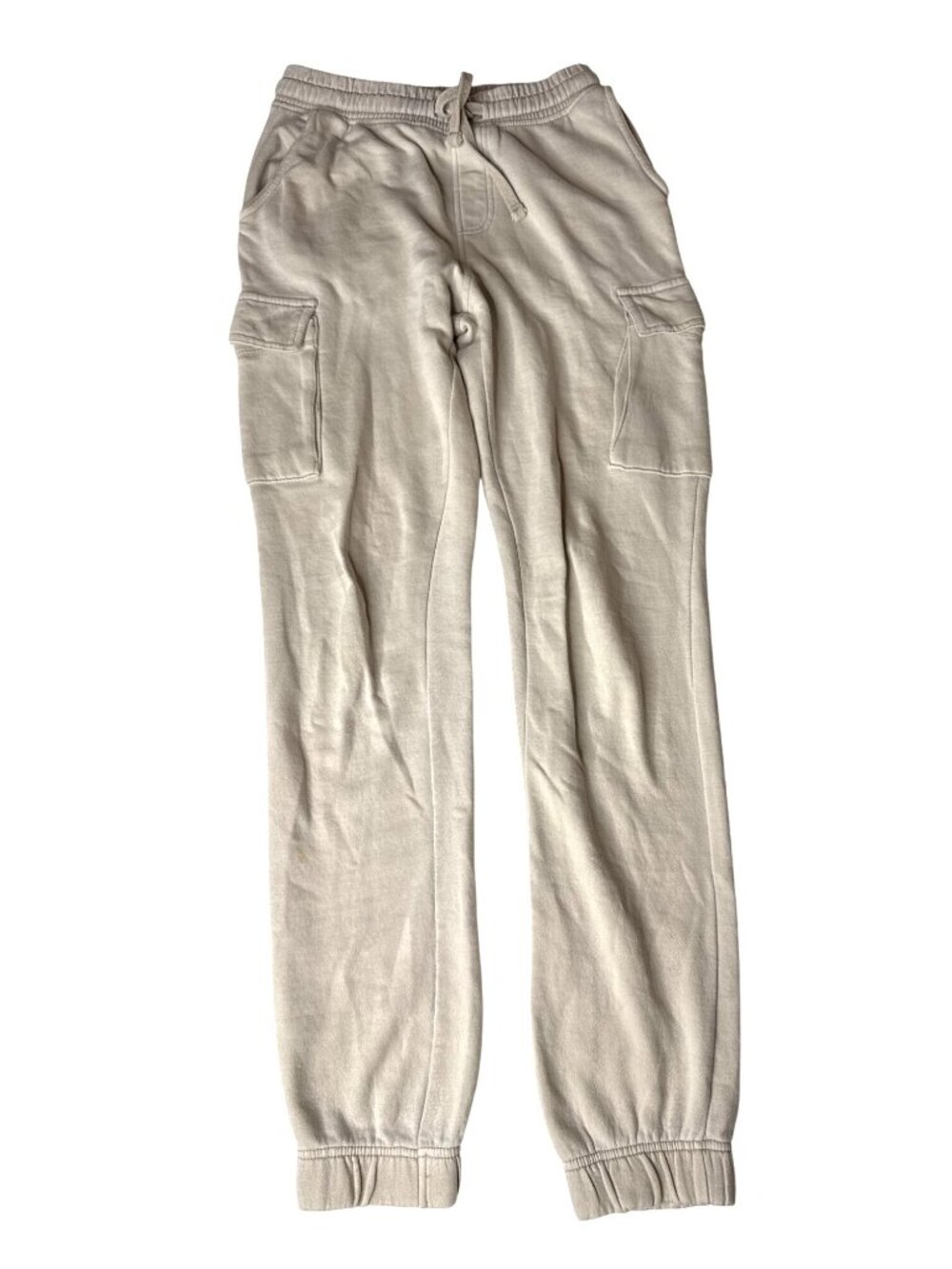 No Boundaries Beige Cargo Joggers With Elastic Waist & Drawstring XS
